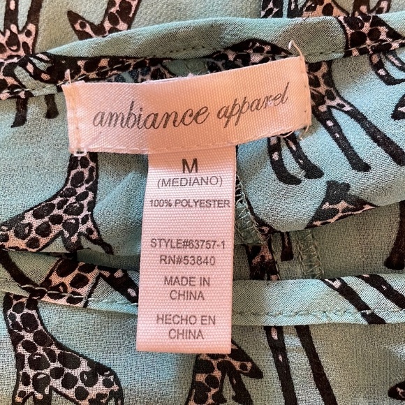 036: AMBIANCE APPAREL giraffe print swimsuit coverup in women’s size medium - Picture 8 of 9